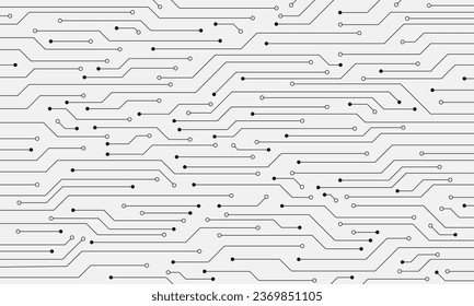 Abstrakter schwarz-weißer Hintergrund mit High-Tech-Struktur-Leiterplatten-Struktur. Elektronisches Motherboard, Vektordesign