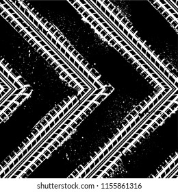Abstract black and white background with ink blots and tire tracks