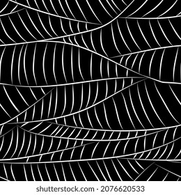 fondo negro y blanco abstracto con hojas. patrón rayado, patrón geométrico