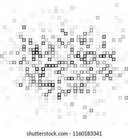 Abstract black white background with mesh of squares. Mosaic style. Digital. Cell. Grey white texture. Empty space for your design or text.