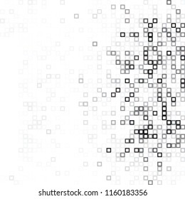 Abstract black white background with mesh of squares. Mosaic style. Digital. Cell. Grey white texture. Empty space for your design or text.