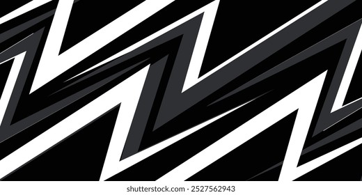 Fundo preto e branco abstrato com pregos e padrão de linha de ziguezague
