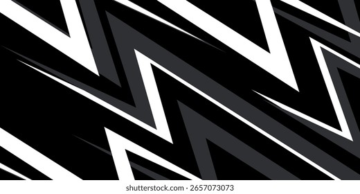 Fundo preto e branco abstrato com pregos e padrão de linha de ziguezague