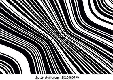 Abstract black and white background with oblique wavy lines. Vector illustration