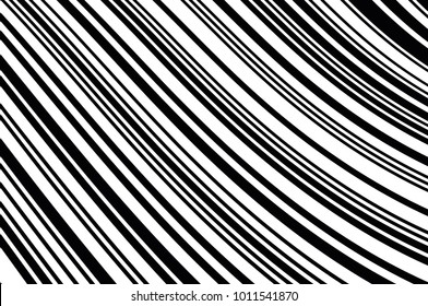 Abstract black and white background with oblique wavy lines. Vector illustration