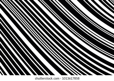 Abstract black and white background with oblique wavy lines. Vector illustration