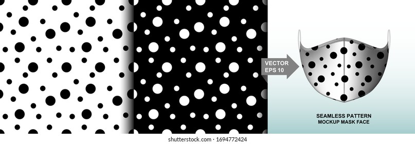 Abstract. black and white background pattern seamless design for mask face, pillow, print, fashion, clothing, fabric, gift wrap. mockup template mask face seamless pattern. Vector.
