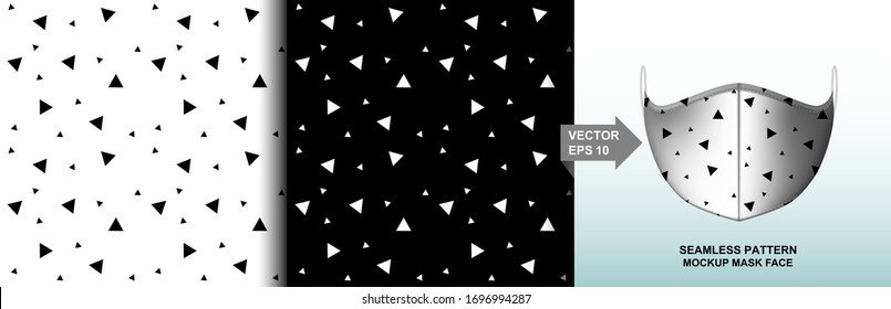 Abstract. black and white background pattern seamless design for mask face, pillow, print, fashion, clothing, fabric, gift wrap. mockup template mask face seamless pattern. Vector.
