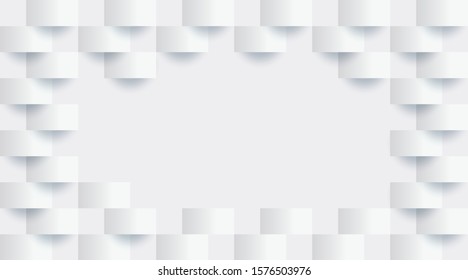 Abstract black and white background of rectangles. Space for text.Semicircular elements cast a shadow on the surface. Monochrome vector illustration. 3D