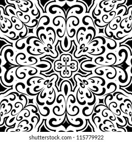 Abstract black and white background, seamless vector pattern