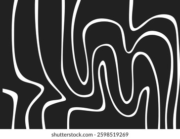 Abstract black and white background with seamless wavy line pattern
