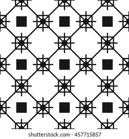 Abstract black and white background, seamless pattern, vector barbed lattice ornament