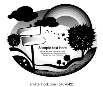abstract black and white background with signpost