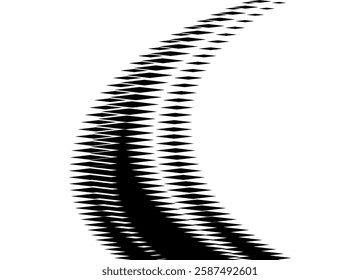 Abstract black and white background of small pixel rhombuses forming a vertical arc. Geometric minimalism, perfect for modern design, digital art, web design and print.