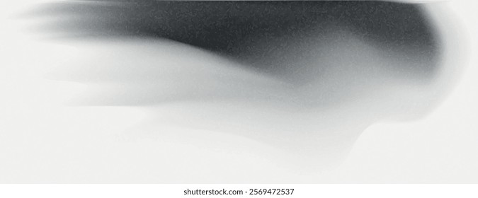 Abstract black and white background with a smooth, blurred texture. The background features a gradient of black and white tones. Dark gradient background. Gray background vector.