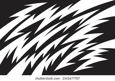 Abstract black and white background with spikes and lightning pattern