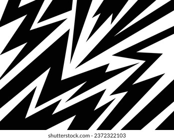 Abstract black and white background with spikes and zigzag line pattern