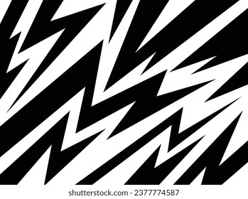Abstract black and white background with spikes and zigzag line pattern