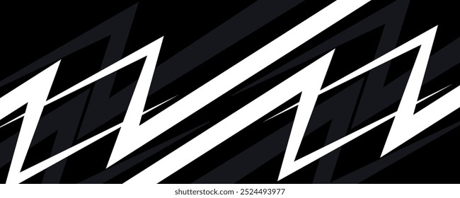 Abstract black and white background with spikes and zigzag line pattern