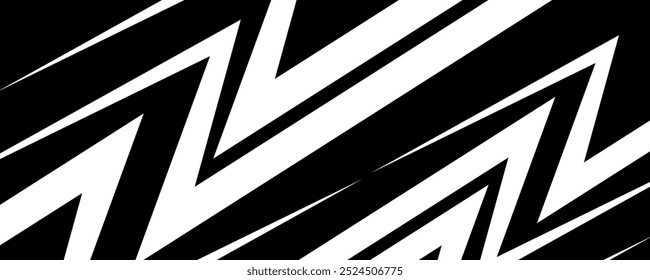 Abstract black and white background with spikes and zigzag line pattern