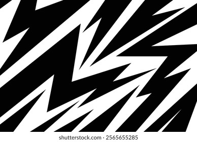 Abstract black and white background with spikes and zigzag line pattern