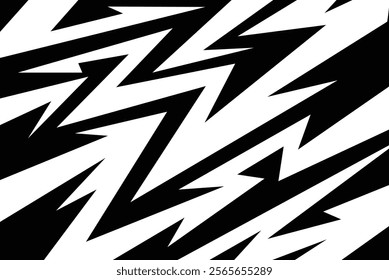 Abstract black and white background with spikes and zigzag line pattern