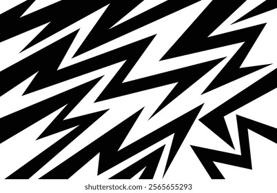 Abstract black and white background with spikes and zigzag line pattern