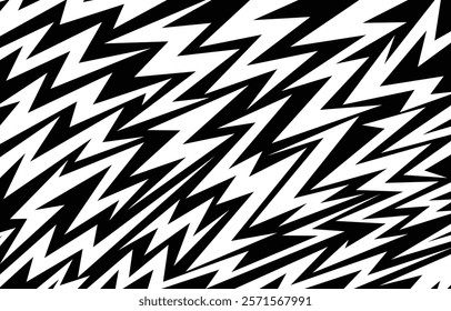 Abstract black and white background with spikes and zigzag line pattern