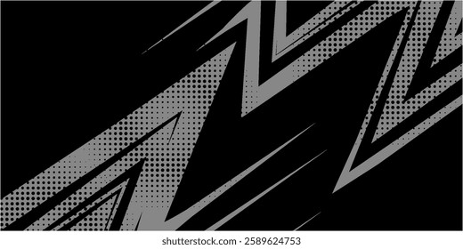 Abstract black and white background with spikes and zigzag line pattern
