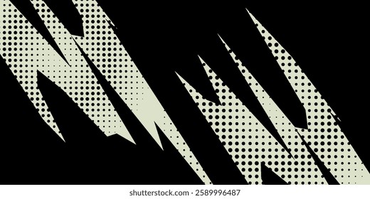 Abstract black and white background with spikes and zigzag line pattern