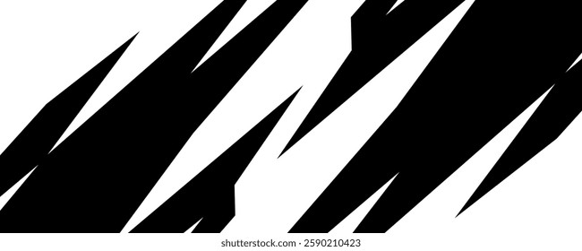 Abstract black and white background with spikes and zigzag line pattern