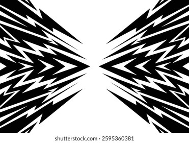 Abstract black and white background with spikes and zigzag narrow line Powerful pattern
