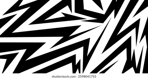 Abstract black and white background with spikes and zigzag line pattern