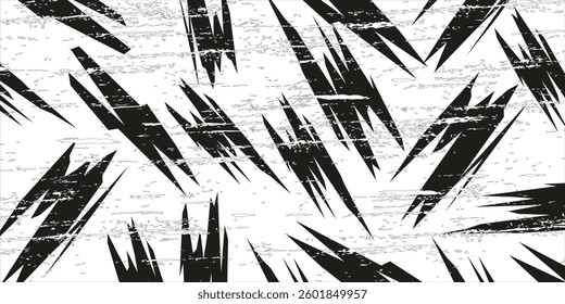 Abstract black and white background with spikes and zigzag line pattern 