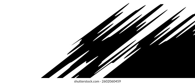 Abstract black and white background with spikes and zigzag line pattern 