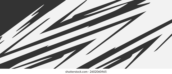 Abstract black and white background with spikes and zigzag line pattern 