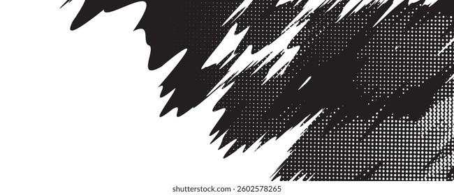 Abstract black and white background with spikes and zigzag line pattern art