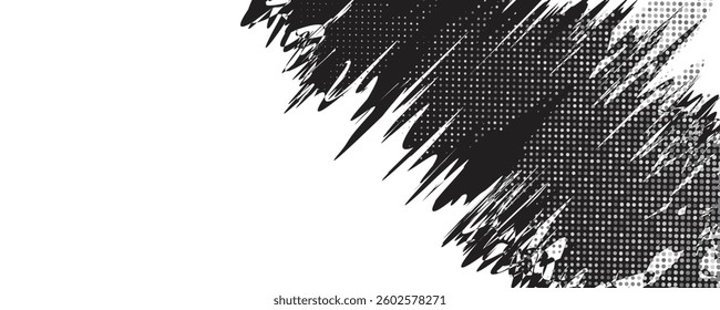 Abstract black and white background with spikes and zigzag line and halftone pattern art EPS 10