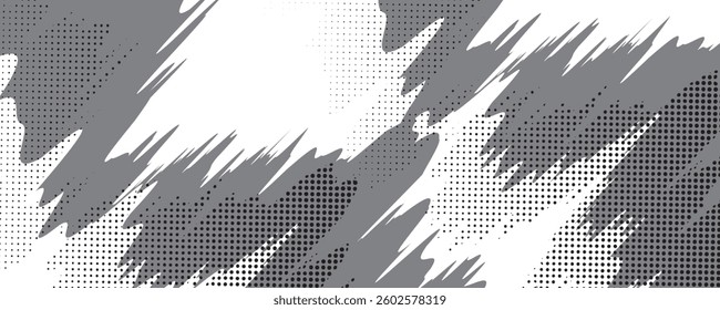 Abstract black and white background with spikes and zigzag line pattern art