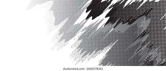 Abstract black and white background with spikes and zigzag line pattern art