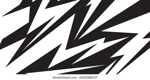 Abstract black and white background with spikes and zigzag line pattern 