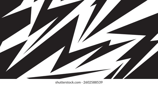 Abstract black and white background with spikes and zigzag line pattern 
