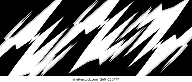 Abstract black and white background with spikes and zigzag line pattern