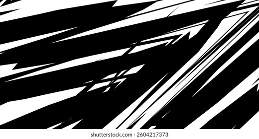 Abstract black and white background with spikes and zigzag line pattern 