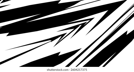 Abstract black and white background with spikes and zigzag line pattern 