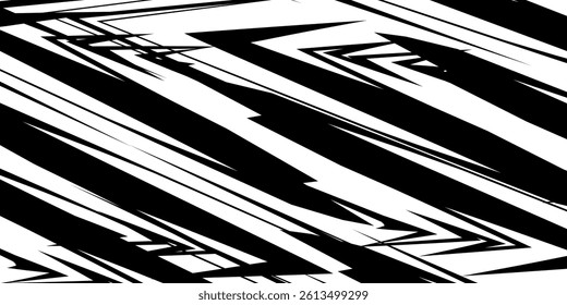 Abstract black and white background with spikes and zigzag line pattern 