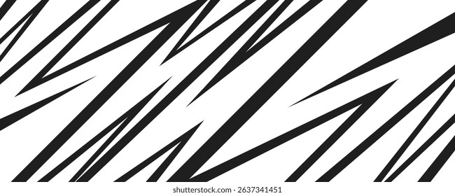 Abstract black and white background with spikes and zigzag line pattern