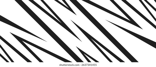 Abstract black and white background with spikes and zigzag line pattern