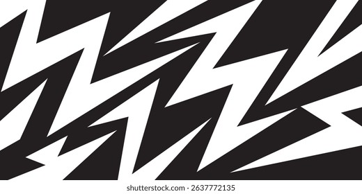 Abstract black and white background with spikes and zigzag line pattern