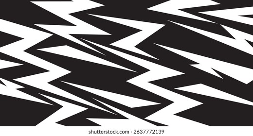 Abstract black and white background with spikes and zigzag line pattern